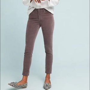 AG The Stevie Mid-Rise Velvet Skinny Ankle Jeans in mauve